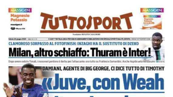 PRIMA PAGINA – Tuttosport: “Milan, altro schiaffo: Thuram è Inter!”