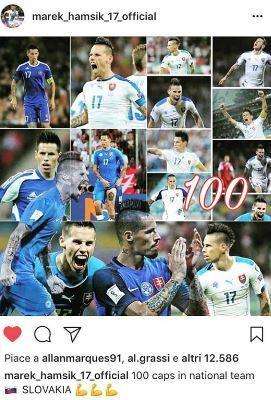 FOTO - 100 presenze in Nazionale, Hamsik festeggia con un collage sui social 