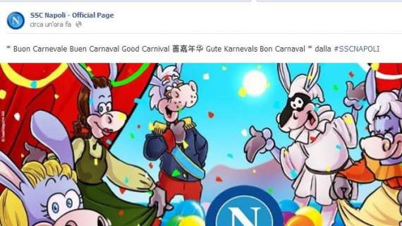 FOTO - "Buon Carnevale dalla Ssc Napoli", ecco il messaggio su Facebook