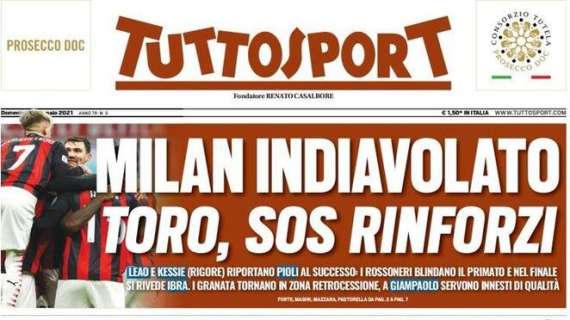 PRIMA PAGINA - Tuttosport titola: "Milan indiavolato! Toro, sos rinforzi"