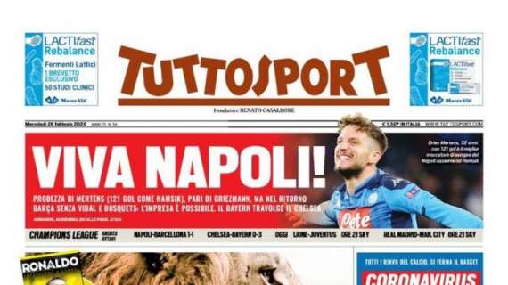 PRIMA PAGINA - Tuttosport - "Prodezza di Mertens, viva Napoli"