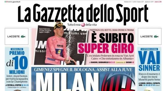 Gazzetta dello Sport: "Milan vista Coppa. Assist alla Juve"