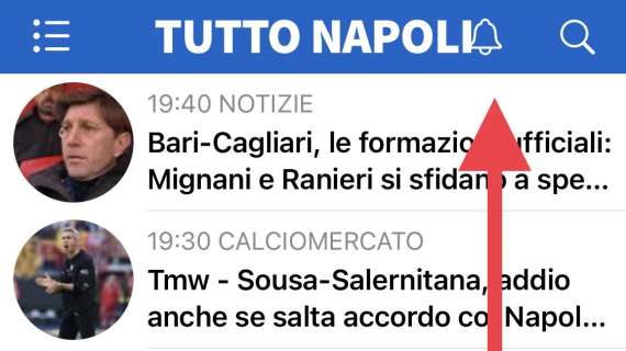 Tuttonapoli ti invia le news dell'ultim'ora senza aprire l'app: attiva le notifiche!