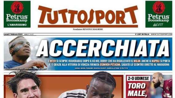 PRIMA PAGINA - Tuttosport: "Accerchiata. Anche il Napoli si porta a -1 dall'Inter"