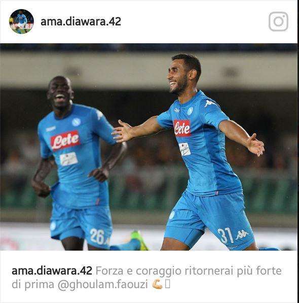 FOTO - Diawara, messaggio per Ghoulam: "Forza e coraggio, tornerai più forte di prima!"