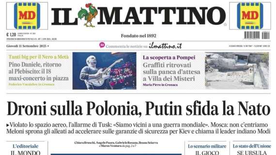 Il Mattino apre con le parole di Bianchi: "La mia Napoli 40 anni dopo: un gioiello"