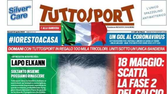 PRIMA PAGINA - Tuttosport: "Il 18 maggio scatta la fase 2 del calcio"