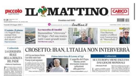 Il Mattino apre con Gattuso: “Niente alibi, voglio una Nazionale a mille all’ora”