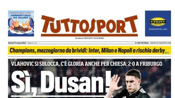 PRIMA PAGINA - Tuttosport: "Champions, Inter, Milan e Napoli a rischio derby"