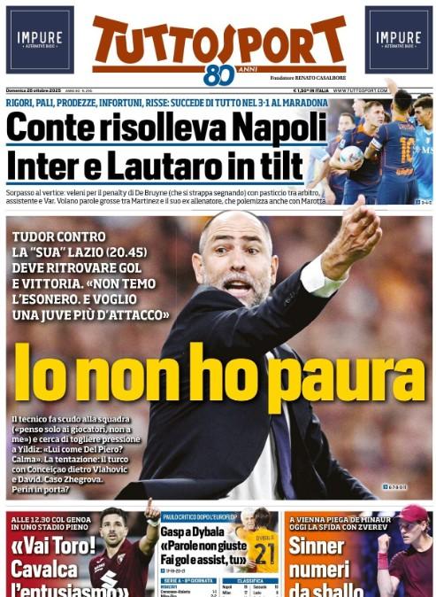 Tuttosport in taglio alto: "Conte risolleva Napoli. Inter e Lautaro in tilt"