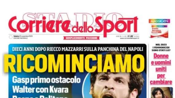 PRIMA PAGINA - Corriere Dello Sport: "Ricominciamo”