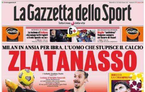 PRIMA PAGINA - Gazzetta su Ibrahimovic: "Stop di almeno 20 giorni per Zlatan"
