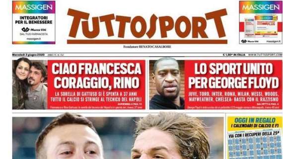 PRIMA PAGINA - Tuttosport: "Tutto il calcio si stringe attorno a Gattuso"