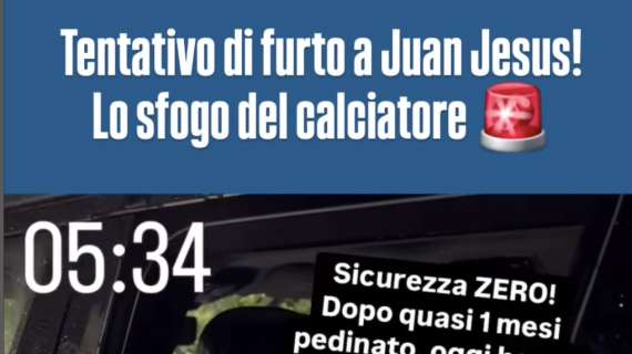 Vetri auto in frantumi per tentativo di furto, Juan Jesus: "Fate vomitare, sicurezza zero!"