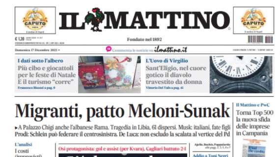 PRIMA PAGINA - Il Mattino: "Giù la maschera"