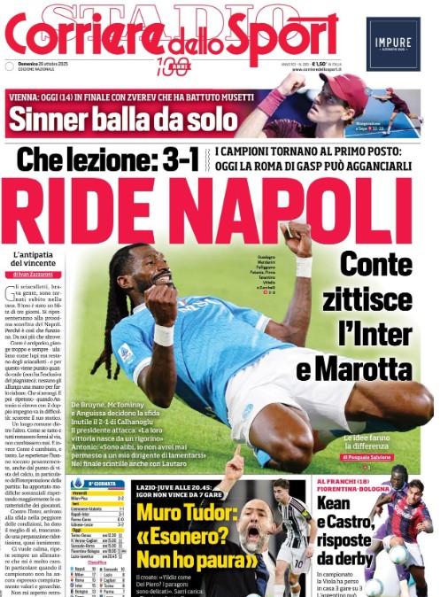 L'apertura del CdS: "Napoli, che lezione. Conte zittisce l'Inter e Marotta"