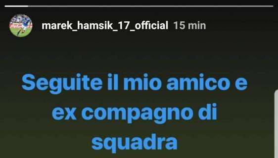 FOTO - "Seguite Santacroce su Instagram", così Hamsik che poi scherza: "Mi devi una cena Fabiano"