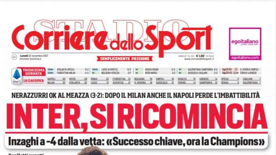 PRIMA PAGINA - CdS: "Inter, si ricomincia: anche il Napoli perde l'imbattibilità"