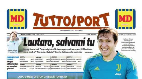 PRIMA PAGINA - Tuttosport: "Il Napoli ad Amsterdam per prenotare gli ottavi"