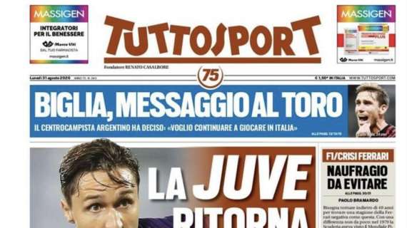 PRIMA PAGINA - Tuttosport: "La Juve ritorna in Chiesa. BIglia, messaggio al Torino"