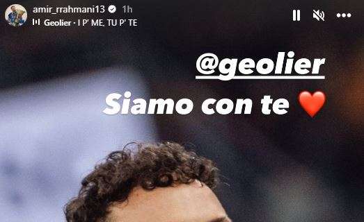 FOTO - Rrahmani sostiene Geolier su Instagram: "Siamo con te"