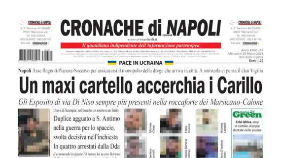 PRIMA PAGINA - Cronache di Napoli: "Incasso da capogiro per il Milan"