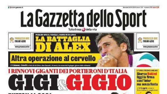 PRIMA PAGINA - Gazzetta: "Inter, sbarca Hakimi. Oggi la firma. Donnarumma-Milan fino al 2023"