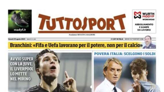 PRIMA PAGINA - Tuttosport: “Mancini-Veiga, altri schiaffi dall’Arabia”