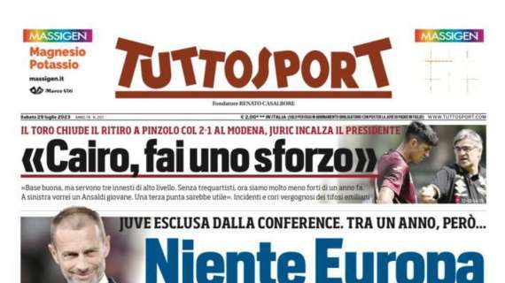 PRIMA PAGINA – Tuttosport: “Juve, niente Europa ma per riaverla”