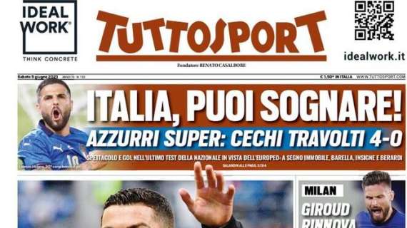 PRIMA PAGINA - Tuttosport mette Insigne in prima pagina: "Italia, puoi sognare!"