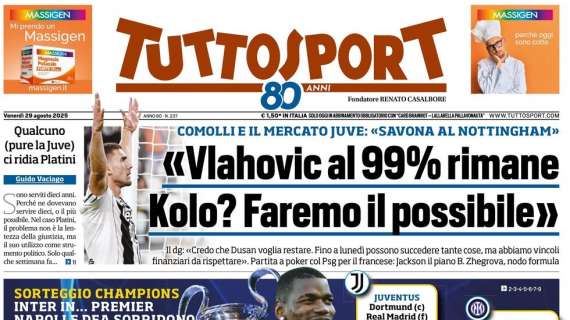 Tuttosport: "Sorteggio Champions, Napoli e Atalanta sorridono"