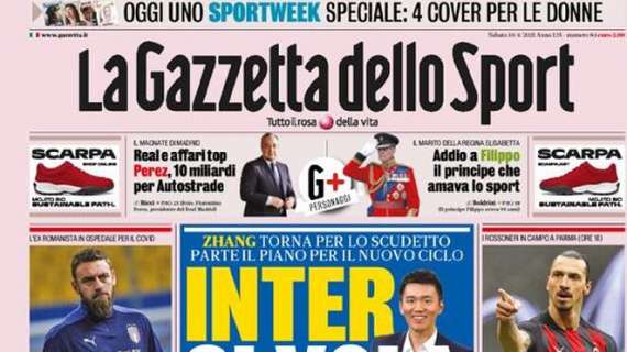 PRIMA PAGINA - Gazzetta dello Sport: "Inter si vola. Ibra per blindare il 2° posto"
