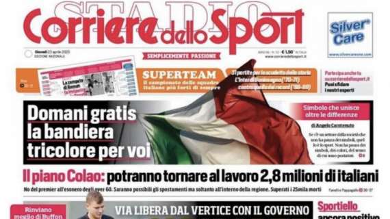 PRIMA PAGINA - CdS: "Si riparte il 4 maggio, ma è scontro sui tamponi"