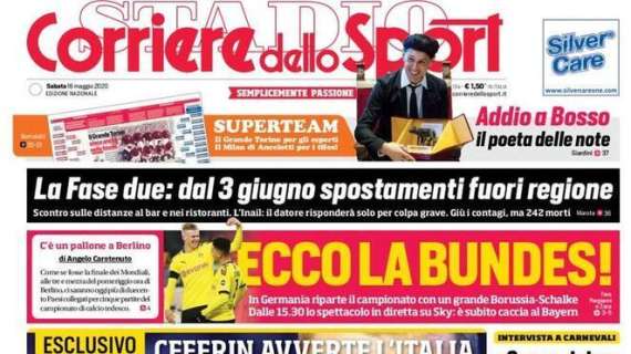 PRIMA PAGINA - CdS: "Ceferin avverte l'Italia, chi si ferma paga"