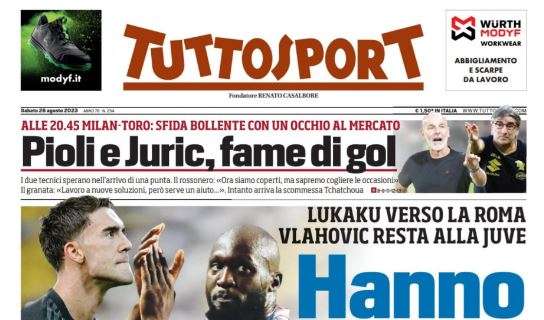 PRIMA PAGINA – Tuttosport su Lukaku-Roma e Juve-Vlahovic: “Hanno vinto i tifosi”