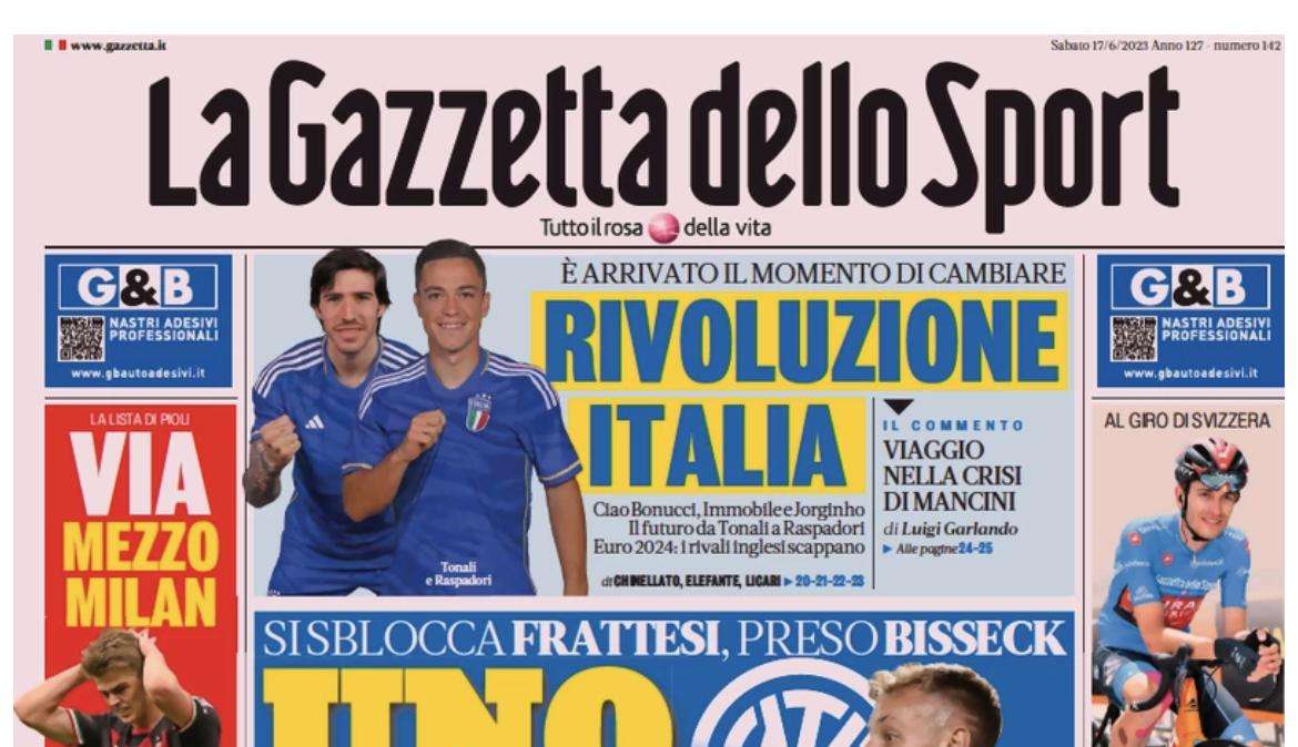 PRIMA PAGINA - Gazzetta dello Sport: "Uno, due Inter". E Sabatini su Garcia