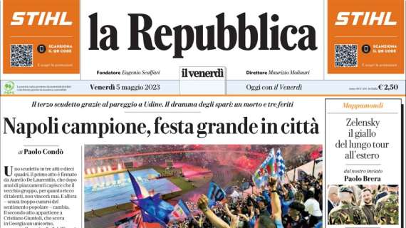 PRIMA PAGINA - Repubblica: "Festa grande, ma c'è il dramma spari: un morto"