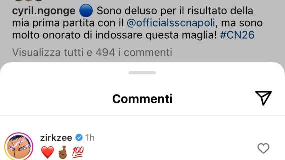 Zirkzee commenta il post di Ngonge su Instagram e accende l’entusiasmo dei napoletani