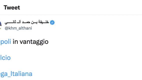 FOTO - Lo sceicco Al Thani fa impazzire i tifosi su Twitter: "Napoli in vantaggio"