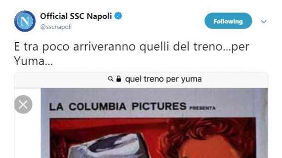 "Quel treno per Yuma", la citazione nel tweet del Napoli scatena i tifosi: tre indizi che portano a James?