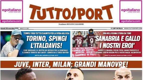 PRIMA PAGINA - Tuttosport: “Juve, Inter, Milan: grandi manovre!”