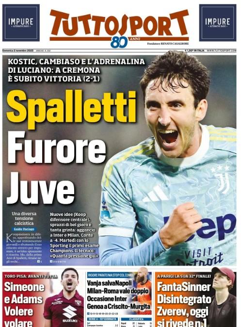 Tuttosport: "Vanja salva il Napoli. Milan-Roma vale doppio, occasione Inter"
