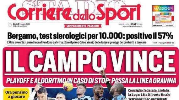 PRIMA PAGINA - CdS: "Playoff e algoritmo in caso di stop, passa la linea Gravina"