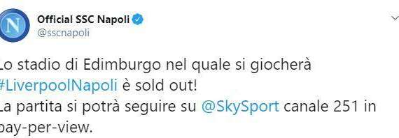 UFFICIALE - Liverpool-Napoli, il clima è già rovente: sold out ad Edimburgo!