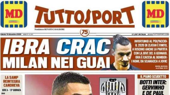 PRIMA PAGINA - Tuttosport: "Rivincita Ronaldo. Ibra crac, Milan nei guai"