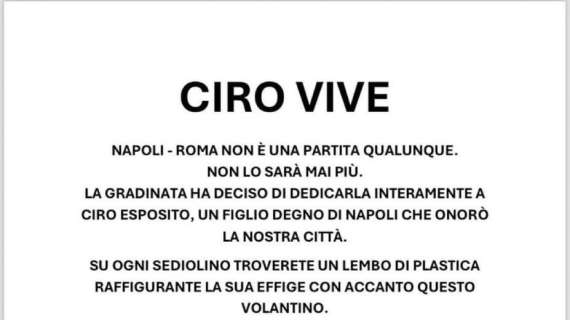 Napoli-Roma, volantino Curva B per la coreografia per Ciro Esposito: le indicazioni