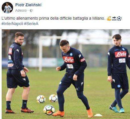 FOTO - Zielinski carico: "Ultimo allenamento prima della difficile battaglia a Milano"