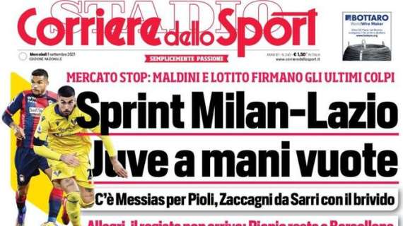 PRIMA PAGINA - CdS: "Sprint Milan-Lazio, Juve a mani vuote"