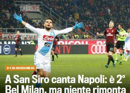 FOTO - Gazzetta titola: "A San Siro canta Napoli: è secondo posto"