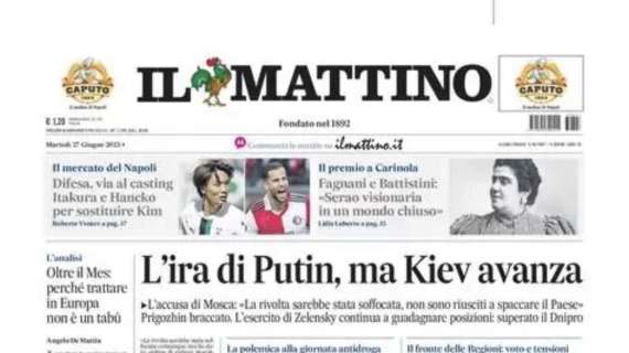 PRIMA PAGINA – Il Mattino: “Difesa, via al casting: Itakura e Hancko per sostituire Kim”